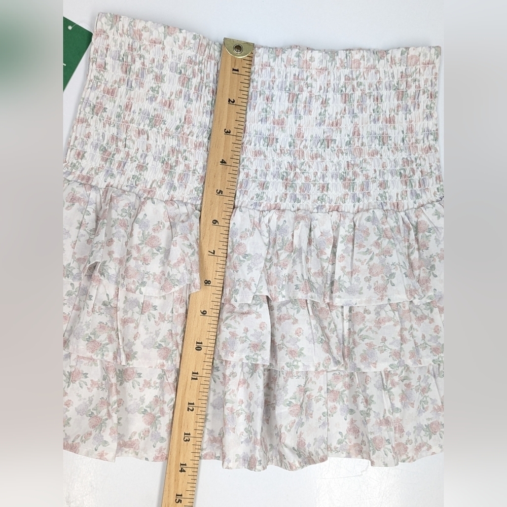 Simons Twik floral ruffled smocked mini skirt size XS - Picture 6 of 11